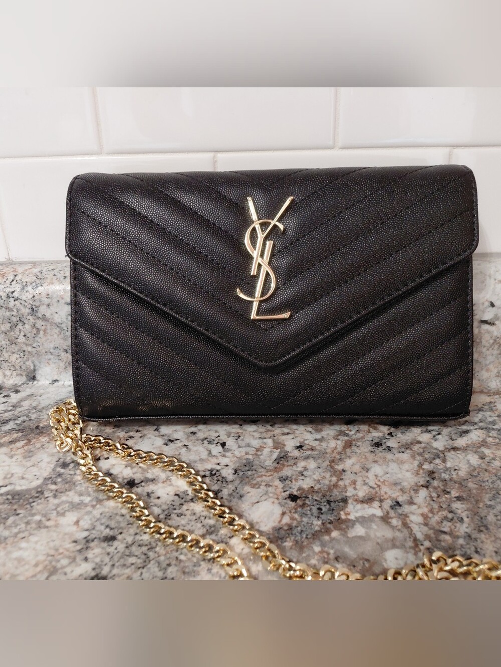 Designer Inspired Black And Gold Purse Handbag